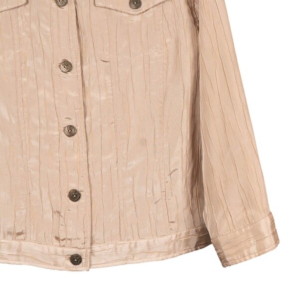 Ruby Rd Crinkle Jacket 16 Womens Beige Yellow Buttons Rayon Blend Pockets - Picture 3 of 5